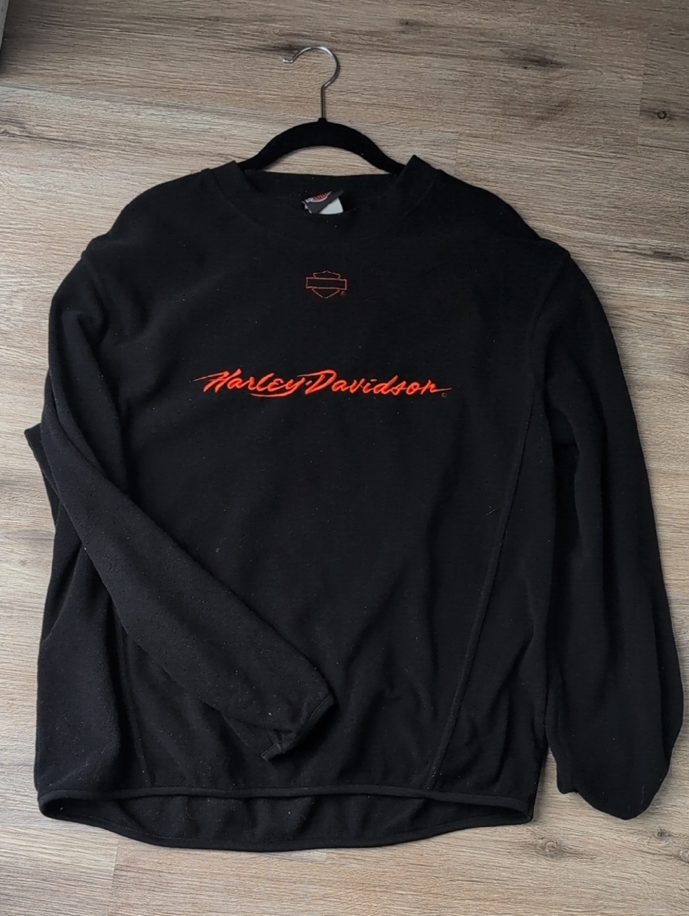 Harley-Davidson Black Crewneck with Orange Script Logo